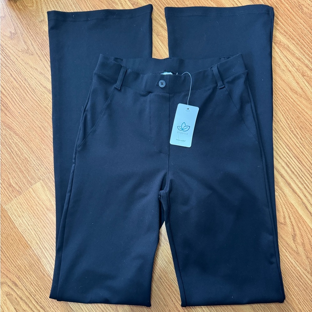 Yogipace Black Strechy Pull On High Waisted Straight Fit Dress Pants XS